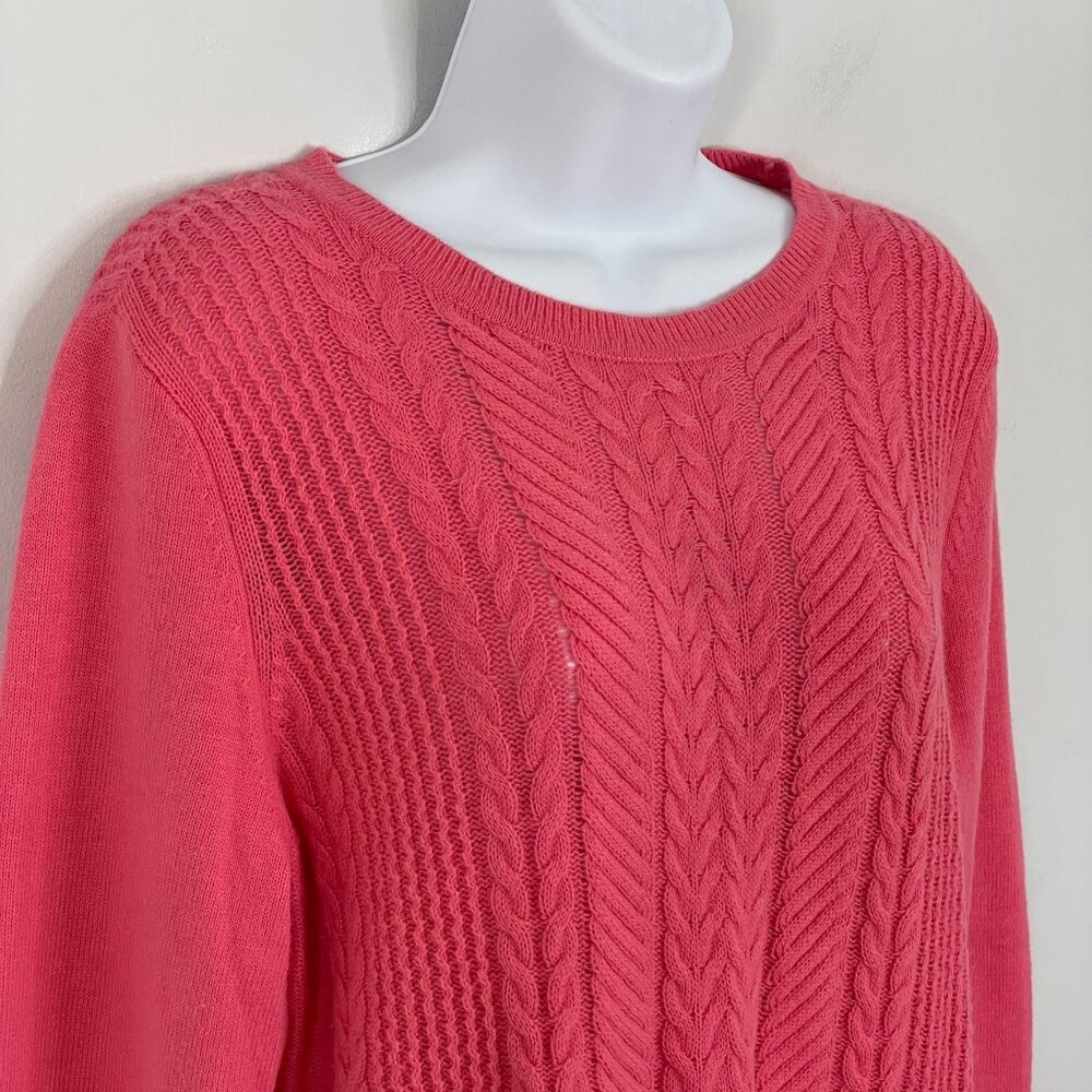 Talbots Cable Knit Sweater Size L Pink Wool Blend Feminine Dainty Capsule Preppy - Picture 2 of 11
